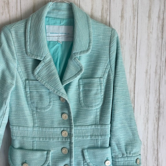 banana republic • Light Baby Blue Tweed Pea Coat - Picture 2 of 9